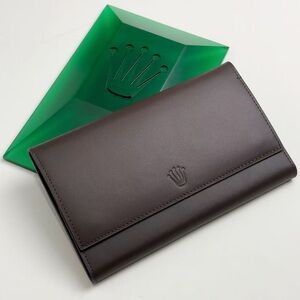 ROLEX Trio Watch Leather Travel Pouch Saddle Brown